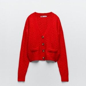 Zara Red Cardigian Sweater